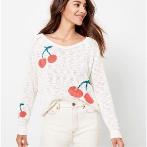 NWOT Lou & Grey x LOFT Open-Knit Cherry Sweater 🍒